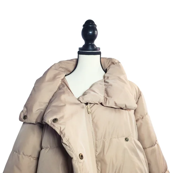 Old Navy Jackets Coats Oversized Cropped Aline Beige Puffer - Technical View